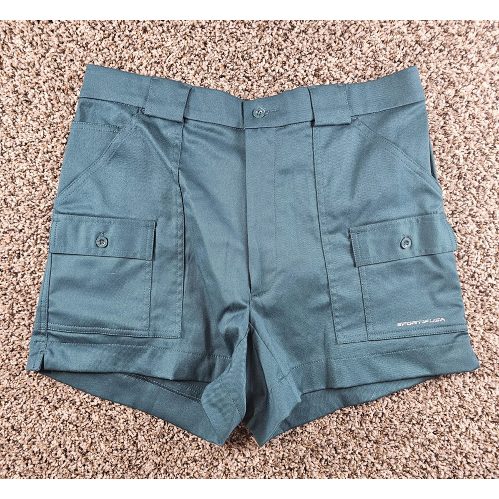 vintage 1970s Sportif USA utility cargo shorts Mens Sz 36 Dark Teal Blue